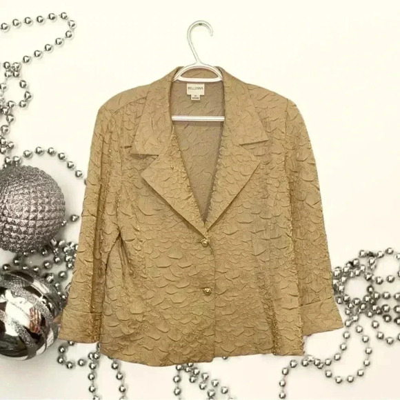 Bellessa Vintage Holiday Season Lightweight  Gold Jacket, Size 16 - Picture 1 of 7